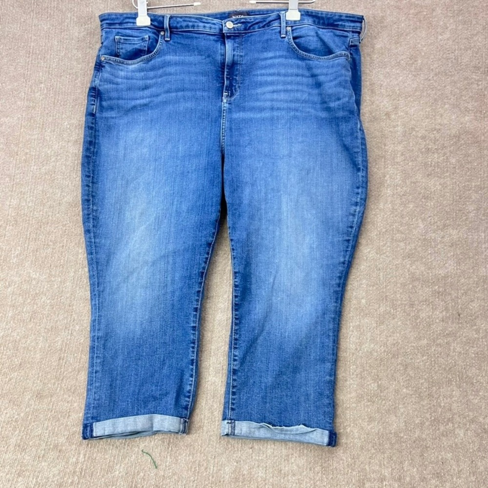NYDJ Plus Size‎ 24W Blue Denim Cropped Jeans Lift Tuck Technology, Raw Hem